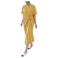 Dresses for Women 2024 Women's Short Sleeve Pocket Swing Dress Casual Loose T Shirt Dress
