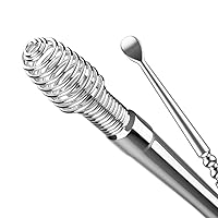Spring Ear Wax Cleaner Tool Set Ear Cleaner Ear Cleaner Tool Ear Wax Removal Spoon Double Ended with Stainless 360° Spiral Ear Massage Cleaning Tool Ear Cleaner Cleaning Brush and Storage Box Silver