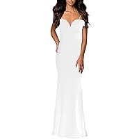 Solid Color V Neck Sleeveless Long Evening Gown with Halter Dress for Women Long