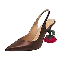 XYD Women's Romantic Rose Heel (80mm) Closed Pointed Toe Slingbacks Pumps Sexy Lady Formal Event Evening Fashion Shoes