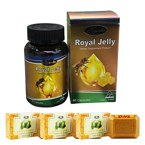 Auswelllife Royal Jelly 10 HDA 60 Capsules Anti Aging Younger Skin Anti Aging [Get Free Tomato Facial Mask]