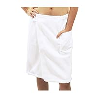 Personalized Embroidered Mens Spa Wrap Towels Robes for Shower and Bath, One Size, White