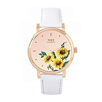 Yellow Sunflower Watch Ladies 38mm Case 3atm Water Resistant Custom Designed Quartz Movement Luxury Fashionable