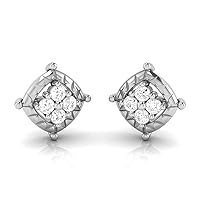 Jewels Gold Plated Silver 0.13 Carat (I-J Color, SI2-I1 Clarity) Round Shape Brilliant Cut Natural Diamond Stud Earrings For Women & Girls