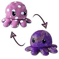 The Original Reversible Octopus Plushie - Purple Polka Dot + Shimmer - Cute Sensory Fidget Stuffed Animals That Show Your Mood