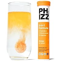 Phizz Electrolyte Multivitamin Rehydration Tablets - 19 Vitamins & Minerals, Energy Boost (Orange, 20 Tablets)