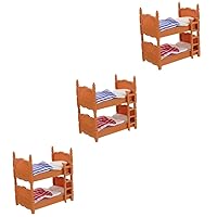 ERINGOGO 3 Pcs Bed Glitter Outfit Infant Toys Crib Accessories Doll House Room Decor Dollhouse Accessories Mini Furniture Dolls Cot Model Doll House Bench Bunk Miniature PVC Cradle Baby