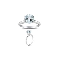 1.42 Cts of 7 mm AAA Round Sky Blue Topaz Solitaire Ring in 14K White Gold