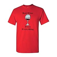 Red Wine Fixes Everything Adult DT T-Shirts Tee