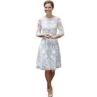3/4 Sleeves Lace Mother of The Bride Dresses Knee Length Plus Size Formal Party Evening Gowns