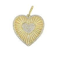 Beautiful Fluted Heart 925 Sterling Silver Diamond Charm Pendant,Designer Fluted Heart Diamond Silver Charm,Handmade Pendant Jewelry,Gift