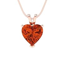 2 ct Brilliant Heart Cut Solitaire Simulated Red Diamond Solid 18K Rose Gold designer Pendant with 16