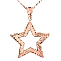CHIC SPARKLE CUT STAR PENDANT NECKLACE IN ROSE GOLD - Gold Purity:: 14K, Pendant/Necklace Option: Pendant Only