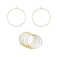 20pcs Adabele Hypoallergenic Tarnish Resistant 50mm Gold Round Hoop Connector Earring Findings (Wire 0.7mm/21 Gauge) for Earrings Pendant Wine Glass Jewelry Making BF3-5