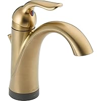 Delta Faucet Lahara Single Hole Bathroom Faucet, Gold Bathroom Faucet, Single Handle, Diamond Seal Technology, Drain Assembly, Champagne Bronze 538T-CZ-DST
