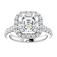 HNB Gems 3.50 CT Asscher Colorless Moissanite Engagement Ring for Women/Her, Wedding Bridal Ring Sets Sterling Silver Solid Gold Diamond Solitaire 4-Prong Set Ring