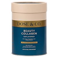 DOSE & CO. Beauty Collagen (Unflavored) – Hydrolyzed Collagen Peptides Supplement - Non-GMO, Gluten Free, Sugar Free – Supporting Hair, Skin, and Nails* (9 oz / 225g), White
