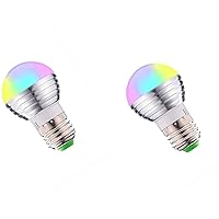 LED RGB Smart Color Changing Bulb with Remote Control (2-Pack) Dimmable 3W DC12V E26 /E27 Screw Base Daylight White & RGB Multi Color for Home, Living Room, Bedroom