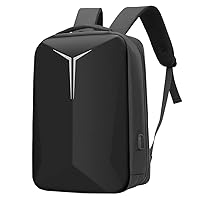 15.6 inch Large Capacity Hard Shell Backpack Waterproof Breathable Business Bag with Reflective Strip External USB Port Black