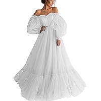 Women's A Line Off Shoulder Quinceanera Dress Long Puffy Sleeve Appliques Tulle Ball Gowns (as1, Numeric, Numeric_20, Regular, Regular, Ivory)