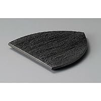 Pottery Plate, Black Pottery Stone Grain 3-Legged Triangular Medium Plate, 9.3 x 8.5 x 0.9 inches (236 x 215 x 22 mm), Soil, Japanese Tableware, Restaurant, Inn, Commercial Use