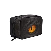 Yellow Eye Of Black Dragon Printing Cosmetic Bag with Zipper Multifunction Toiletry Pouch Storage Bag for Women