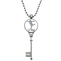 Father Fat Sports Family Art Deco Gift Fashion Pendant Vintage Necklace Silver Key Jewelry