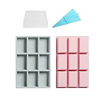 2 Pack 9 Rectangular Cavity Food Safe Silicone Molds for Browine Cake Baking, DIY Soap Molds, Soft Silicone Molds for Making Chocolate Cake Mini Bread