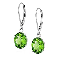Choose Your Gemstone Dangle Drop Earrings Created or Natural Gemstone Leverback Prong Style Earring For Women and Girls Fashion Jewelry