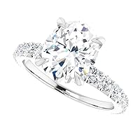JEWELERYIUM Excellent Oval Brilliant Cut 2 Carat, Moissanite Diamond Promise Rings, 4-Prong Set, Eternity Sterling Silver Ring, Valentine's Day Jewelry Gift, Customized Ring For Her