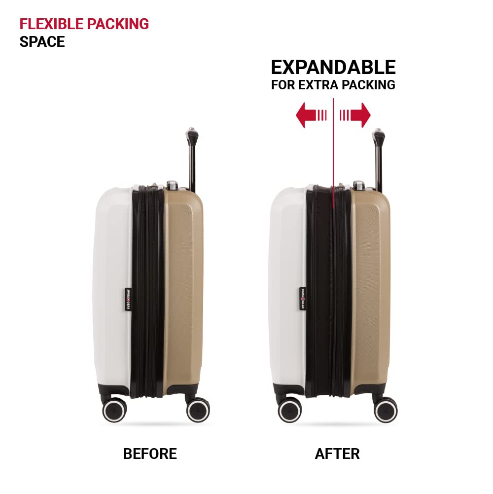 SwissGear 8028 Hardside Expandable Spinner Luggage, Ivory/Taupe, Carry-On 19-Inch