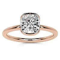 18K Solid Rose Gold Handmade Engagement Ring 1.00 CT Cushion Cut Moissanite Diamond Solitaire Wedding/Bridal Ring for Women/Her Best Ring