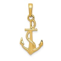 14k Yellow Gold Solid Polished 3 Dimensional Nautical Ship Mariner Anchor Pendant Necklace Measures 24x13mm Jewelry for Women