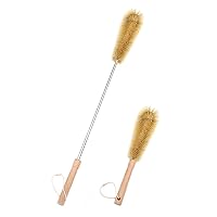 24 inch Extra Long Bristle Brush with 12 inch Bottle Brush, Beech Wood Handle, Bendable Washing Brush with Extended Handle, Tall Bottle Brush with Stainless Steel Pole