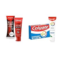 Colgate Optic White Pro Series Whitening Toothpaste with 5% Hydrogen Peroxide, Stain Prevention, 3 Oz Tube & Total Whitening Toothpaste, Mint Toothpaste, 5.1 oz Tube, 2 Pack