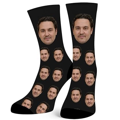 Custom Face Socks with Photo Novelty Socks Personalized with Picture Customized Gag Funny Gift for Men Dad Father