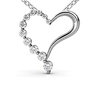 1.00 Ct Journey Heart Love Shape Round Cut Diamond Pendant/Necklace 18 Kt White Gold