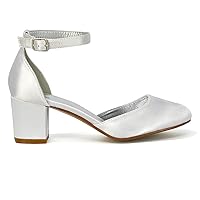 Ladies Wedding Shoes Ivory White Satin Block Heel Court Pumps