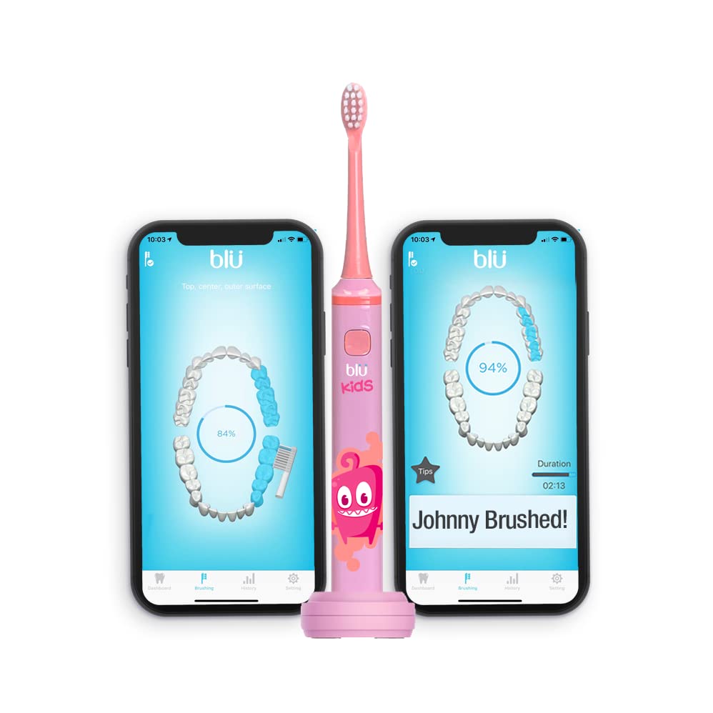 BLU Smart Bluetooth Enabled Kids Toothbrush with Live Tracking App to Teach Children Healthy Brushing Habits, Share Results with Your Dentist, Wire...