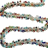 36 inch long gem multi color quartz 2-2.5mm rondelle shape faceted cut beads wire wrapped sterling silver plated cluster rosary chain for jewelry making/DIY jewelry crafts #Code - CLURCH-044