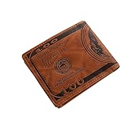Men's US 100 Dollar Bill Leather Bifold Card Photo Holder Wallet Handbag Purse (Without buckle-Dark Coffee)