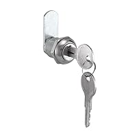 U 9941KA Diecast Keyed Alike Drawer and Cabinet Lock, 3 Cams, Trim Collar, 2 Washers, 2 Keys and Fasteners, 5/8” Length for 5/16” Max Panel Thickness, Stainless Steel (Set of 1)