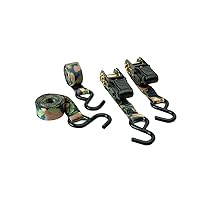 HME Durable Reliable Versatile Weather-Resistant Camouflage Ratchet 1500 lb Capacity 1' x 8' Tie-Down Straps - 4 Pack