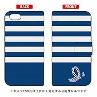 Notebook Type Smartphone Case Marine Border Navy x White Initial I Design by Artwork/for iPhone SE/5s/au