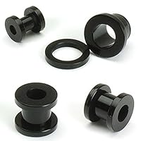 Black Acrylic Screw-Fit WildKlass Flesh Tunnel 120pc Pack (20pcs x 6 sizes. 8GA~00GA)