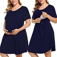MONNURO Women's Plus Size Labor and Delivery Gown Nursing Nightgown Maternity Sleepwear Dress for Breastfeeding