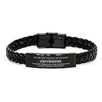 To My Copywriter Gifts, You Are The Captain Of Your Ship, Navigate Through The Storms With Unwavering Strength, Amazing Braided Leather Bracelet For Copywriter Birthday Christmas Gifts for Cowork