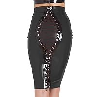12 Colors Vintage Back Lace Up Bodycon Skirt High Waist PVC Skirt