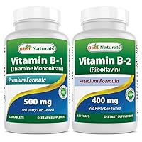 Best Naturals Vitamin B1 as Thiamine Mononitrate 500 mg & Vitamin B2 (Riboflavin) 400mg