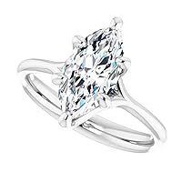 10K Solid White Gold Handmade Engagement Ring 2.25 CT Marquise Cut Moissanite Diamond Solitaire Wedding/Bridal Ring Set for Women/Her Propose Ring, Perfact for Gifts Or As You Want